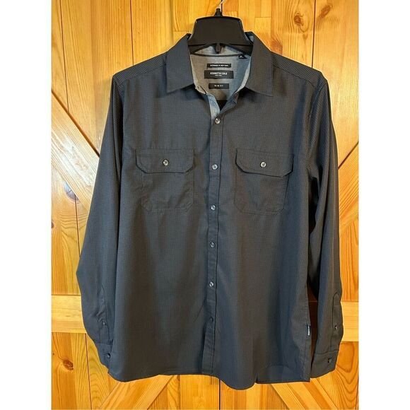 Kenneth Cole New York button up size medium slim fit grid pattern (8026) - Picture 1 of 7